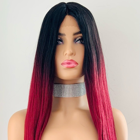 Very Pretty 36” Ombre Burgundy Lace Front Synthetic Wig - Picture 11 of 15